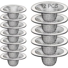 비욘슬프 12PCS 스테인리스 스틸 슬롭 바스켓 필터 트랩 2.75인치 및 4.41인치 메쉬 싱크 배수 스트레이너 스크린 욕실 주방 커버 헤어 캐처 RV 샤워 바닥 유틸리티 배수구, 2.125'' & 2.75''