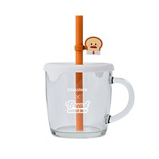 글라스락 브레드이발소 스트로우캡 머그 360ml, 1개, 투명