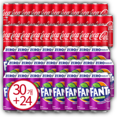 코카콜라 190ml 30캔 + 환타 포도 제로 350ml 24캔, 30개