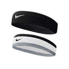 나이키 스우시 클래식 헤어밴드 2P, 1세트, 블랙+화이트그레이혼합