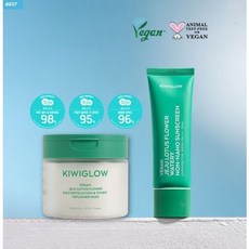 [키위글로우] 비건 제주 연꽃 마일드 각질케어 토너 패드70매 (250ml)[1개]+워터리 무기자차 논나노 선크림 50ml [1개]