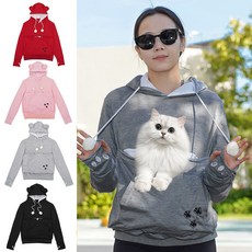 嗨購 秋冬寵物親子裝 大學T連帽外套 男女款狗狗情侶裝, 418淺粉袋鼠位大學T,S(胸圍97cm), 1個