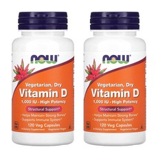 나우푸드 2개X 채식주의자용 건조 비타민D 1000IU 베지 캡슐 120정, 2개