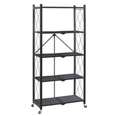 로얄다이아 원터치 폴딩선반 접이식 이동식 수납선반, 블랙, 1개