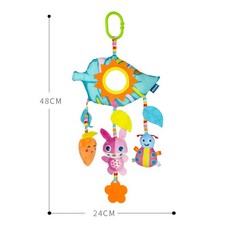 APQ嬰幼兒彩虹搖鈴動物掛件，寶寶車掛床掛安撫玩具，新生兒搖鈴牙膠毛絨玩具, 1個, 兔子 彩虹