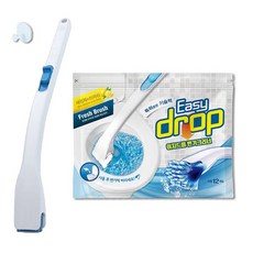 이지드롭 물에 녹는 간편한 변기청소 변기크리너 핸들 1개+리필 브러쉬 1팩 레몬향, 핸들1개 + 리필 레몬향1팩(12개입), 핸들1+리필1(레몬향)