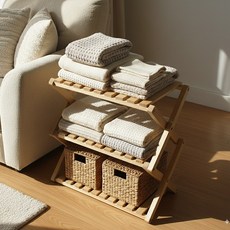 제이서가구 접이식 우드쉘프 선반 3단 4단, 1개, 네추럴