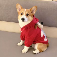 i豆寵物生活館 狗狗衣服小型犬中型犬連帽衛衣雪納瑞泰迪法鬥比熊柴犬加絨保暖冬, 連帽加絨衛衣【掌門狗公仔】,M 建議3.5-5.0公斤, 1個