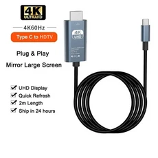 GEFENIS 4K HDTV 어댑터 USB C타입 케이블 비디오 디지털 컨버터 코드 미러링 충전 맥북 안드로이드 폰 모, 01 Bla 60Hz