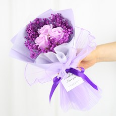 프리저브드 프릴 장미 비누꽃다발, 1개, 바이올렛 1개, 바이올렛