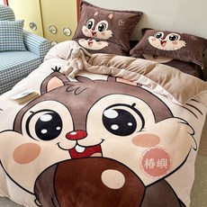 椿嶼 秋冬牛奶絨卡通保暖兒童床品 四件套學生床上用品 冬季珊瑚絨, 【舒晴坊】漢堡王,【床單款】0.9三件套-被套150x20