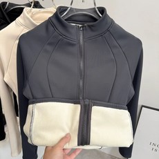 여성 쇼트 코트 가을 겨울 기모 이너 슬림핏 집업 요가복 상의