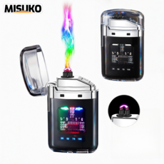 선물 포장 사이버펑크 플라즈마 라이터 충전식 LED 아크 불꽃 라이트 USB C타입 충전 캠핑용 방풍 라이터 스트레스 해소 장난감, 검정색