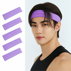 비바숨 스포츠 헤어밴드 땀흘림방지, 5개, 퍼플