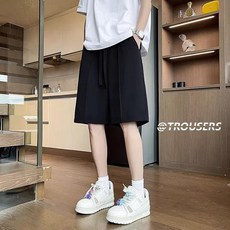 夏季潮牌黑色冰絲西裝短褲男速幹垂感五分褲