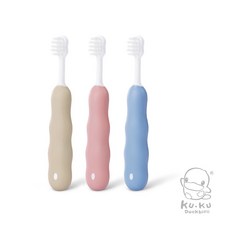 KUKU酷咕鴨 PLUS 呵護寶寶牙齦 趣味學握設計, 1個, 超細軟毛學握幼兒牙刷-3入組