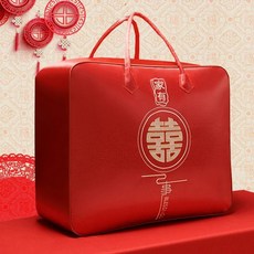 빨간색 웨딩 이불 보관 가방 휴대용 면 축하, L. 천지합치 (방습 원단 프린팅)