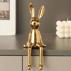 인테리어 소품 세라믹 토끼 앉은 래빗 오브제 29, 골드