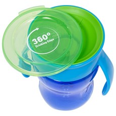 와우컵 베이비 트라이탄 360도 물병 뚜껑 포함, 블루, 207ml, 1개