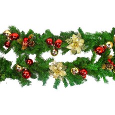 摩達客台灣製9呎(270cm)聖誕裝飾樹藤條 (可彎曲調整/門邊/窗邊/牆沿裝飾), 紅金色, 1個