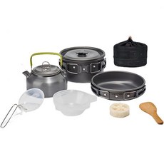 캠핑 조리기구 세트 냄비 프라이팬 주전자가 포함된 휴대용 논스틱 쿠킹 키트 접이식 손잡이가 있는 식기 23인용 하이킹 피크닉 바비큐 블랙, 캠핑 조리기구 세트 냄비 프라이팬 주전자가 포함된 휴대, 1개
