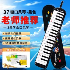 口風琴 口吹琴 37鍵 32鍵 37音 樂器 吹管 吹嘴 吹奏樂器 鍵盤樂器 37鍵口風琴白色款專業初學兒童成人學校推薦, T37  黑色帆布包款, 1個