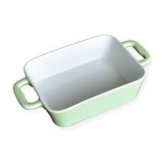 粉彩陶瓷雙耳烤盤 - 長方形大號 (綠色), 1個