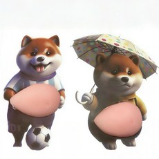 부기몰 말랑 뱃살 문콕방지 강아지 고양이 입체스티커, 4세트, 옵션5번 강아지