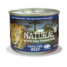 NATURAL10+ 原野無穀機能 貓主食罐, 185g, 1個, 草原牛肉