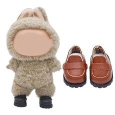 해외 Lukax 미니 인형 신발 1쌍 귀여운 레이스업 캔버스 스니커즈 17cm15cm 장난감 의상 액세서리와 호환 옐로우 미국매장정품+ 1724079, 브라운 로퍼.