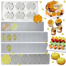 Acxydm 대형 거북이 잎 퐁당 몰드 2피스 잎 몰드 실리콘 야자수 잎 질경이 잎 초콜릿 몰드 세트 열대 식물 잎 몰드 설탕 공예 컵케익 쿠키 만들기용 3D 실리, 나뭇잎과 벌집