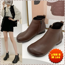 여성 스퀘어 하이탑 사이드 지퍼 레더 슬립온