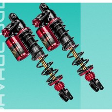 野蠻公牛 極速火箭 SR SS 全可調 氣瓶 後避震器 金色阻尼桿 四代 五代 六代 勁戰 雷霆S, 紅, 1個