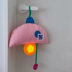 패브릭 LED 조명 행잉 쿠션등 침실 무드등 북유럽 레스토랑, 핑크 스트라이프 무드등