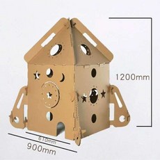 BZ* DIY手工模型老街口：兒童塗色塗鴉硬紙箱玩具，紙殼屋紙板房子，親子益智DIY材料, 太空小屋, 1個