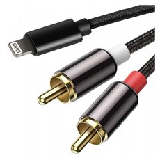 음향 라이트닝 RCA 케이블 오디오 Aux 어댑터 파워 앰프 1 아이폰 호환 13 프로 맥스 12 자동차 홈 시어터 스피커용, [01] Black, B. 2m, 01 Black_01 2m