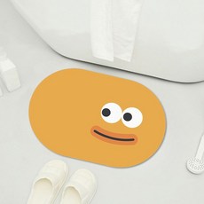 디아쿠아 몬스터 빨아쓰는 욕실 주방 논슬립 소프트 규조토 발매트, 웃는귤