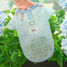 DFMEI 超輕薄柔軟絲滑彈力寵物狗狗衣服狗衣服貓咪衣用品蕾絲網紗飛袖衣, 1個, 藍琉璃紗飛袖