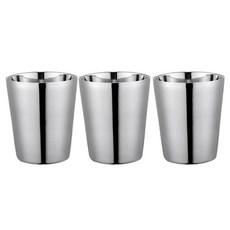 SoBuy 크리에이티브 304 스테인리스 더블월 민무늬 물컵 300ml, 3개, 실버