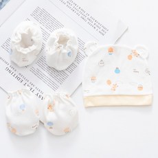 新生兒胎帽手腳套三件組 防抓手套 保護套 護手套 護腳套 新生兒襪子 胎帽