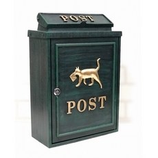 POST 小貓信箱 金色小貓黑色信箱 大容量戶外信件收納郵筒, 復古綠