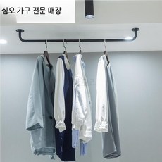 벽걸이 옷걸이행거 실내 고정식 벽부착형 코트랙 옷가게 인테리어 베란다 수납용 후크형 우드행거, 1개, 화이트 벽 10cm 거리 길이 60cm