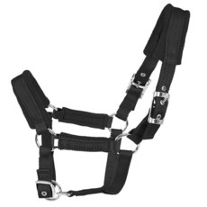 BIGANTTOW 폴라 플리스 안감이 있는 조절 가능한 말 홀터 레드 내구성 PP 웨빙 니켈 도금 금속 하드웨어 마찰 방지 핏 (블랙 L) 316835 9008184