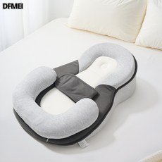 DFMEI 防溢奶寶寶哺乳枕新生兒餵奶神器嬰兒防吐奶斜坡墊, 莫代爾定位斜坡枕墊-帶綁帶灰色