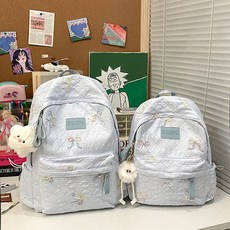 小衆ins書包女雙肩包高顏值大容量百搭通勤揹包初中高中學生書包, 藍色:小號, 1個