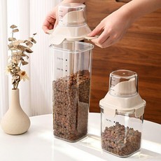 寵物用品密封收納盒, 1個, 1L密封保鮮罐帶量杯
