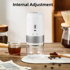 휴대용 전기 커피콩 연마기 가정용 외부 조절 가능 커피 머신 충전식 그라인더 1000mAh 30 기어, 1)Basic White
