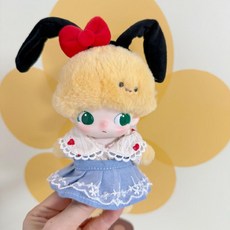 팝마트 디무 월드 디즈니 인형옷 펜던트 인형 인형의상 셔츠 스커트 세트, 펜던트 DIMOO 의류에는 인형이 포함되어 있지 않습니, 하트 카라 셔츠+레이스 데님 스커트 세트