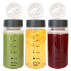 韓國產刻度Tritan水瓶+水平調整蓋組, 灰色, 350ml, 3組