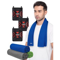 GOT Sports 쿨링 타월 (3팩 101.6cm x 30.5cm(40 12인치)) - 즉각적인 넥 및 페이스 랩 체육관 운동 달리기 극심한 열을 위한 스웨트 (야구, 딥 블루 / 그린 / 다크 그레이